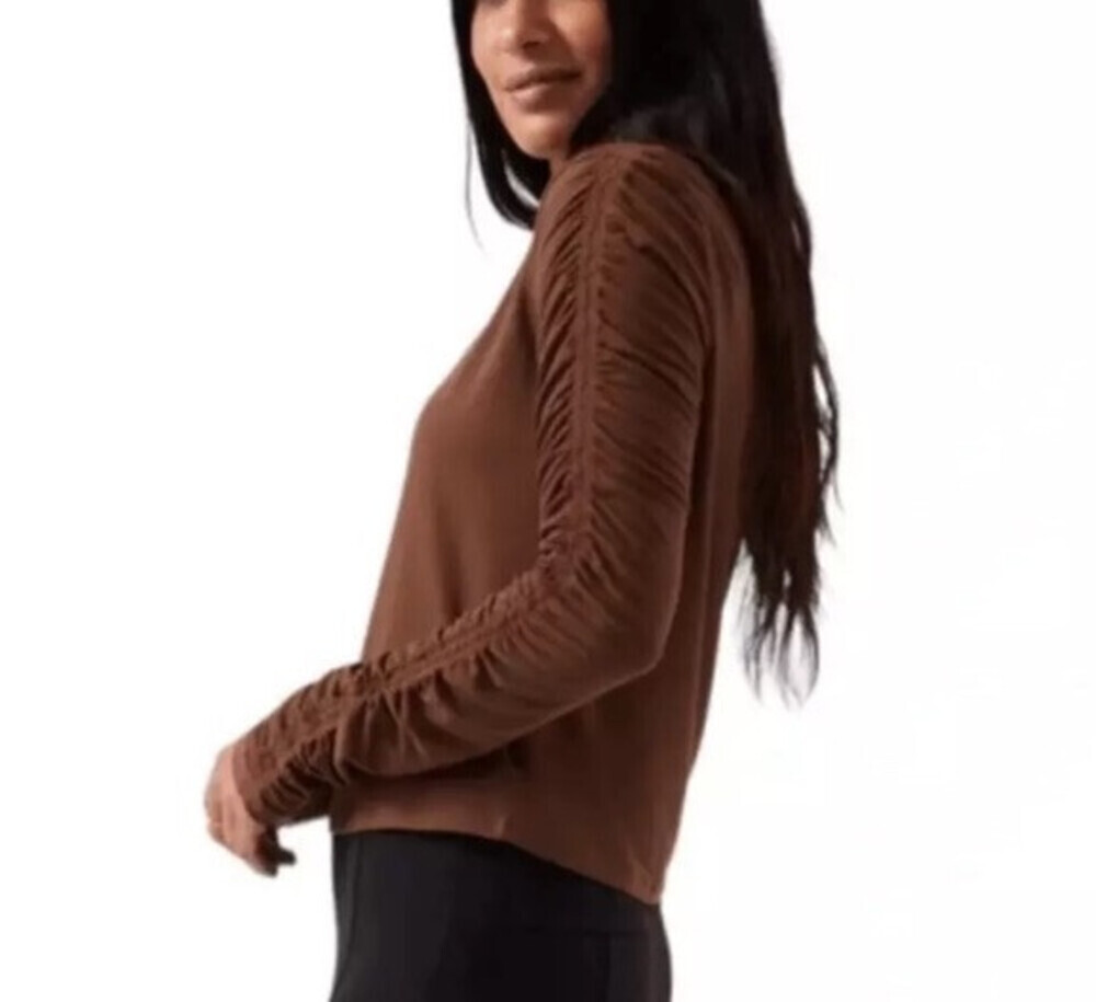 Athleta All Around Ruched Top Mahogany Brown Plus Size XS - Picture 4 of 5